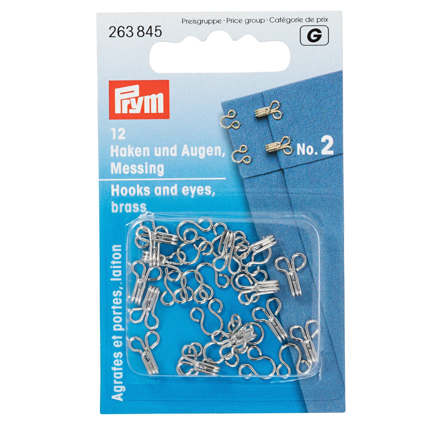 PRYM Dress Hooks and Eyes Fasteners, stainless brass, 2 colours