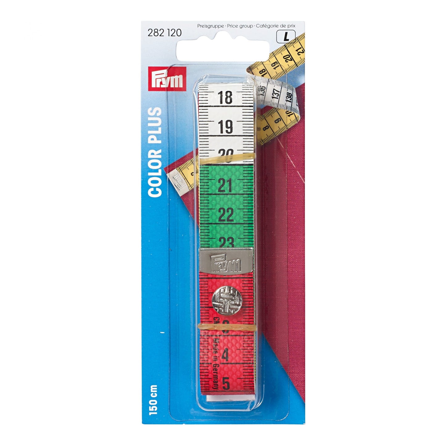 PRYM Tape Measure Colour Plus With Button, 150cm/cm