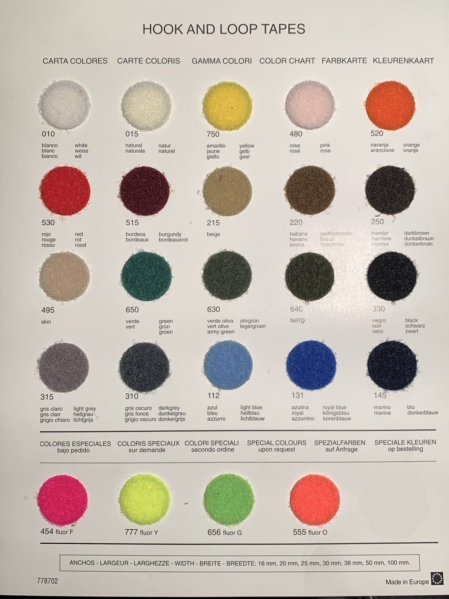 Sew On Velcro® Loop Tape, 20/100mm, 24 colours