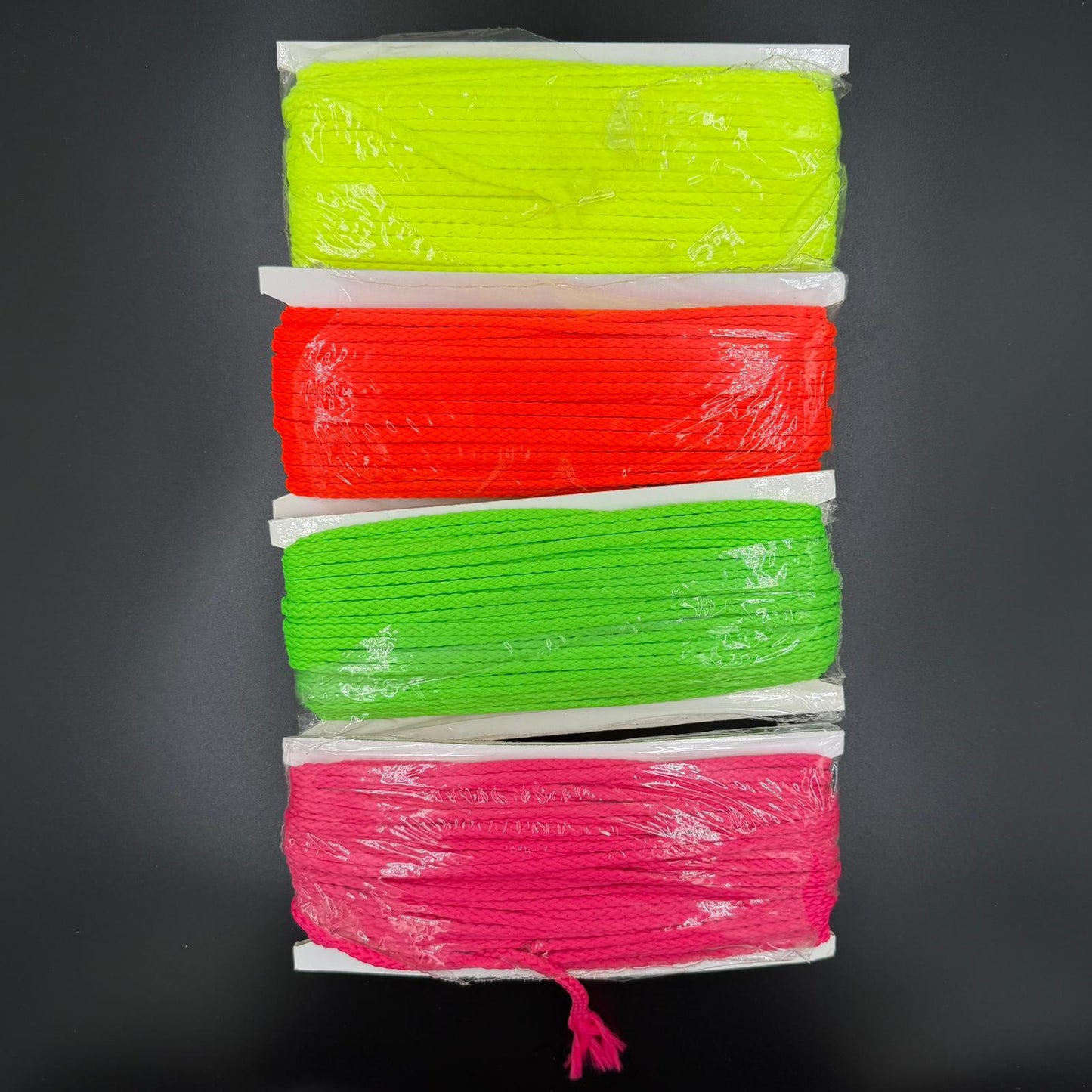 Polyester Cord, 4mm, Pack of 4 Neon Colours