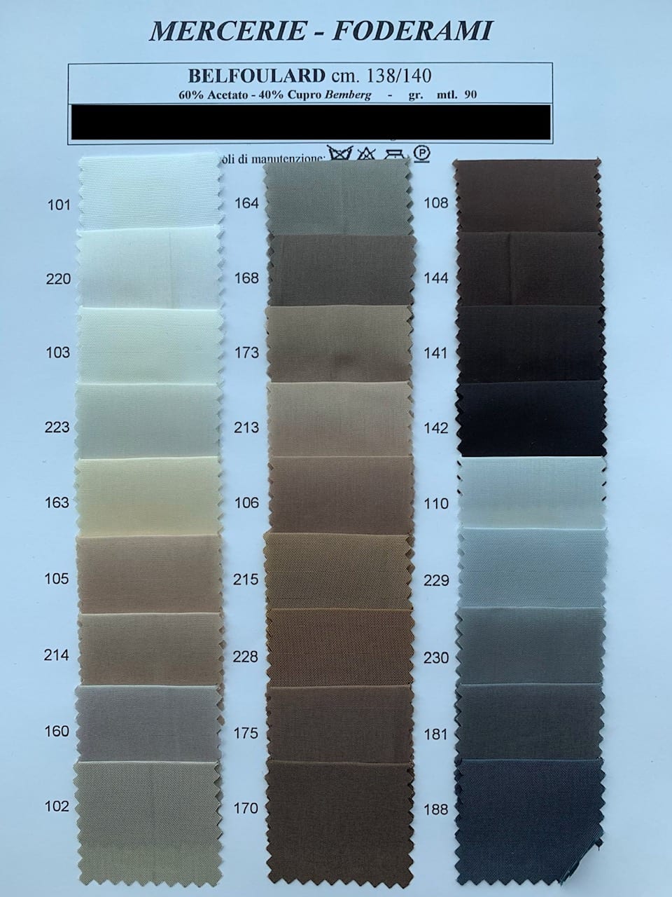 Acetate/Cupro Lining