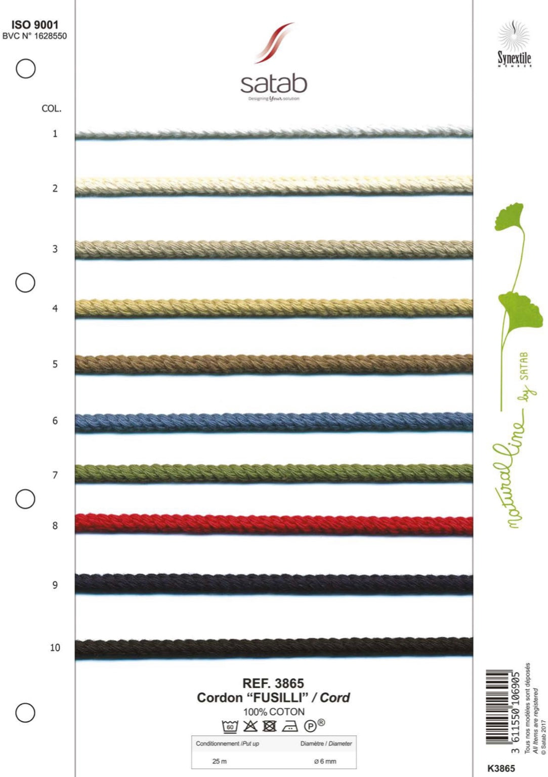 'Fusilli' Twisted Cotton Cord, 10 colours