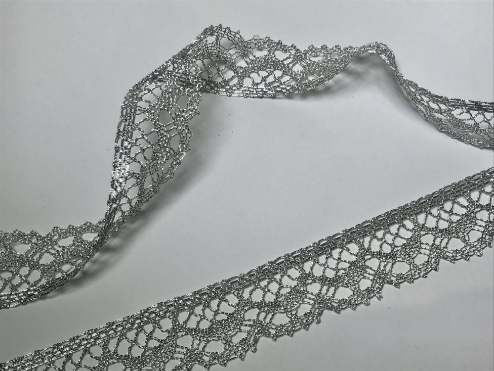 Silver lace trim 22mm