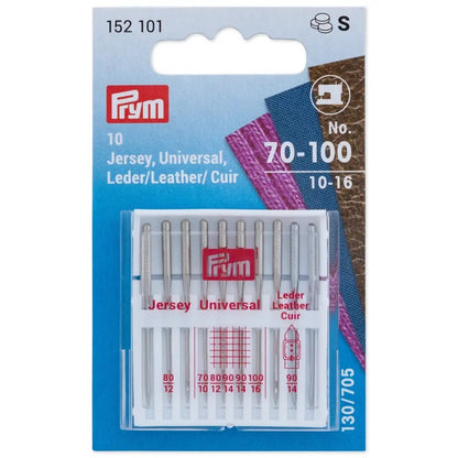 PRYM, Jersey/Universal/Leather Sewing Machine Needles, 130/705, no.70-100, 10pcs