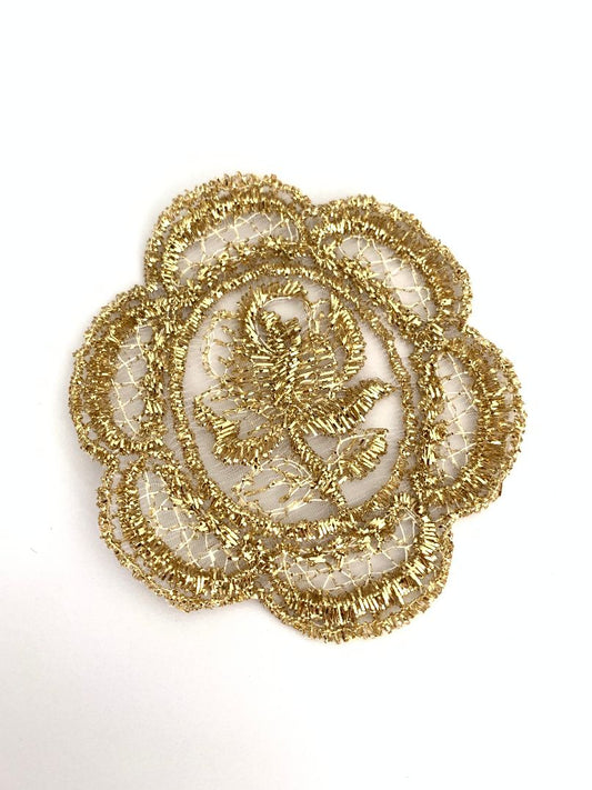 Metallic gold tulle floral motif