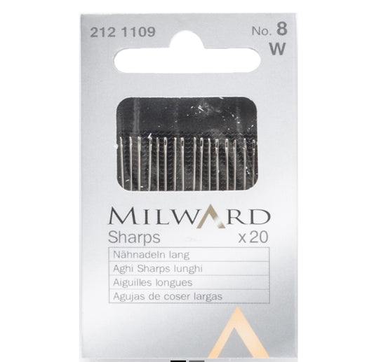 Milward Hand Sewing Needles: Sharps: no.8