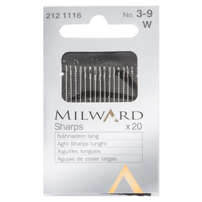 Milward Hand Sewing Needles: Sharps: no.3-9