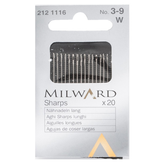 Milward Hand Sewing Needles: Sharps: no.3-9