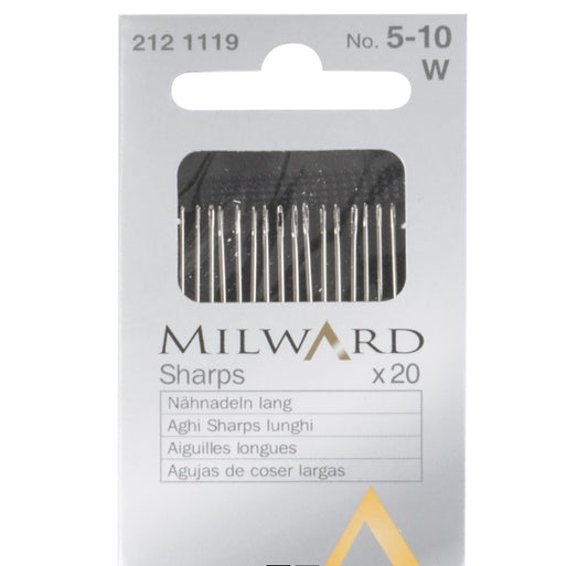 Milward Hand Sewing Needles: Sharps: no.5-10