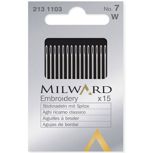 Milward Hand Sewing Embroidery/Crewel Needles, no.7