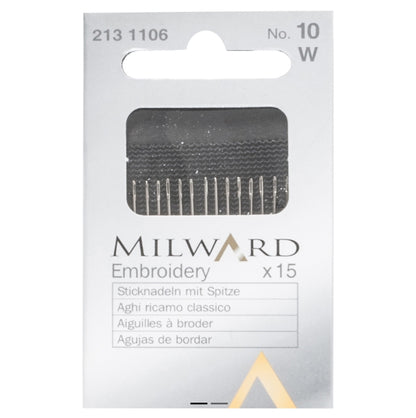 Milward Hand Sewing Embroidery/Crewel Needles, no.10