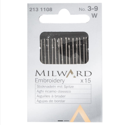 Milward Hand Sewing Embroidery/Crewel Needles, no.3-9