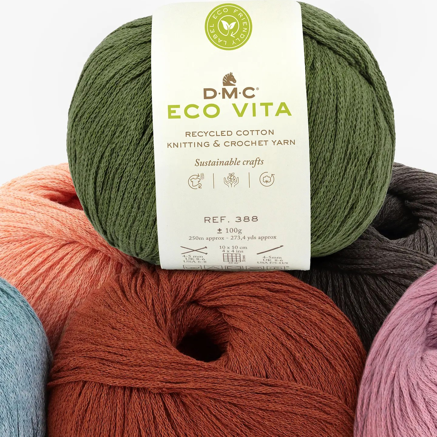 DMC Eco Vita Recycled Cotton Knitting & Crochet Yarn, 30 colours
