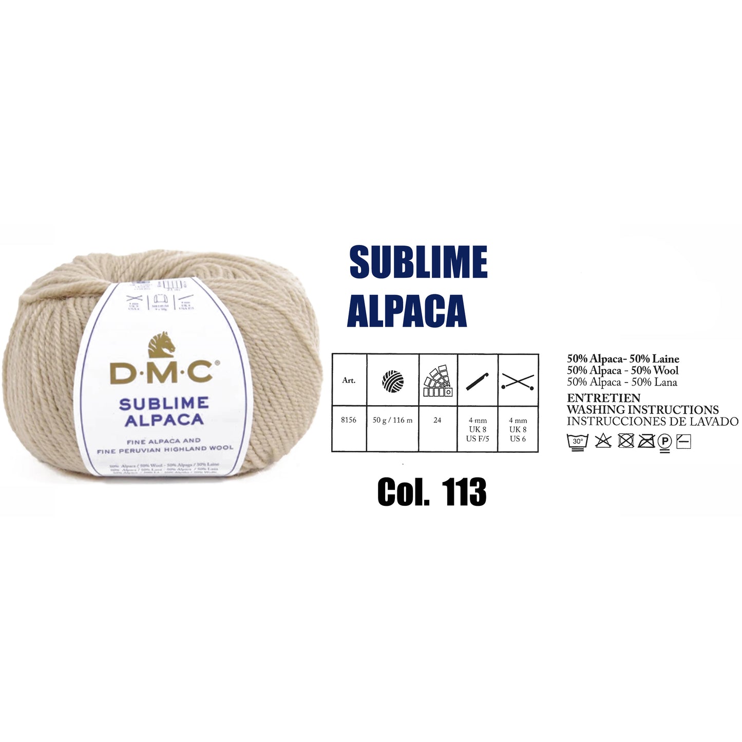 DMC Sublime Alpaca Knitting Yarn, 24 colours