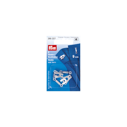 Hooks and bars for trousers and skirts 9mm, 2 colours