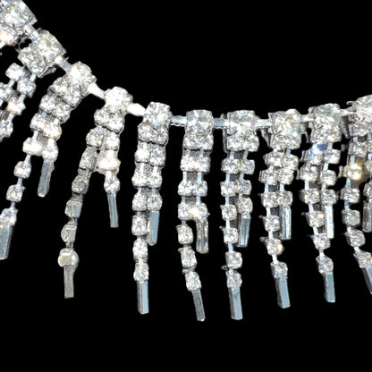 Rhinestone Fringe, Crystal/Silver Brass, 33mm