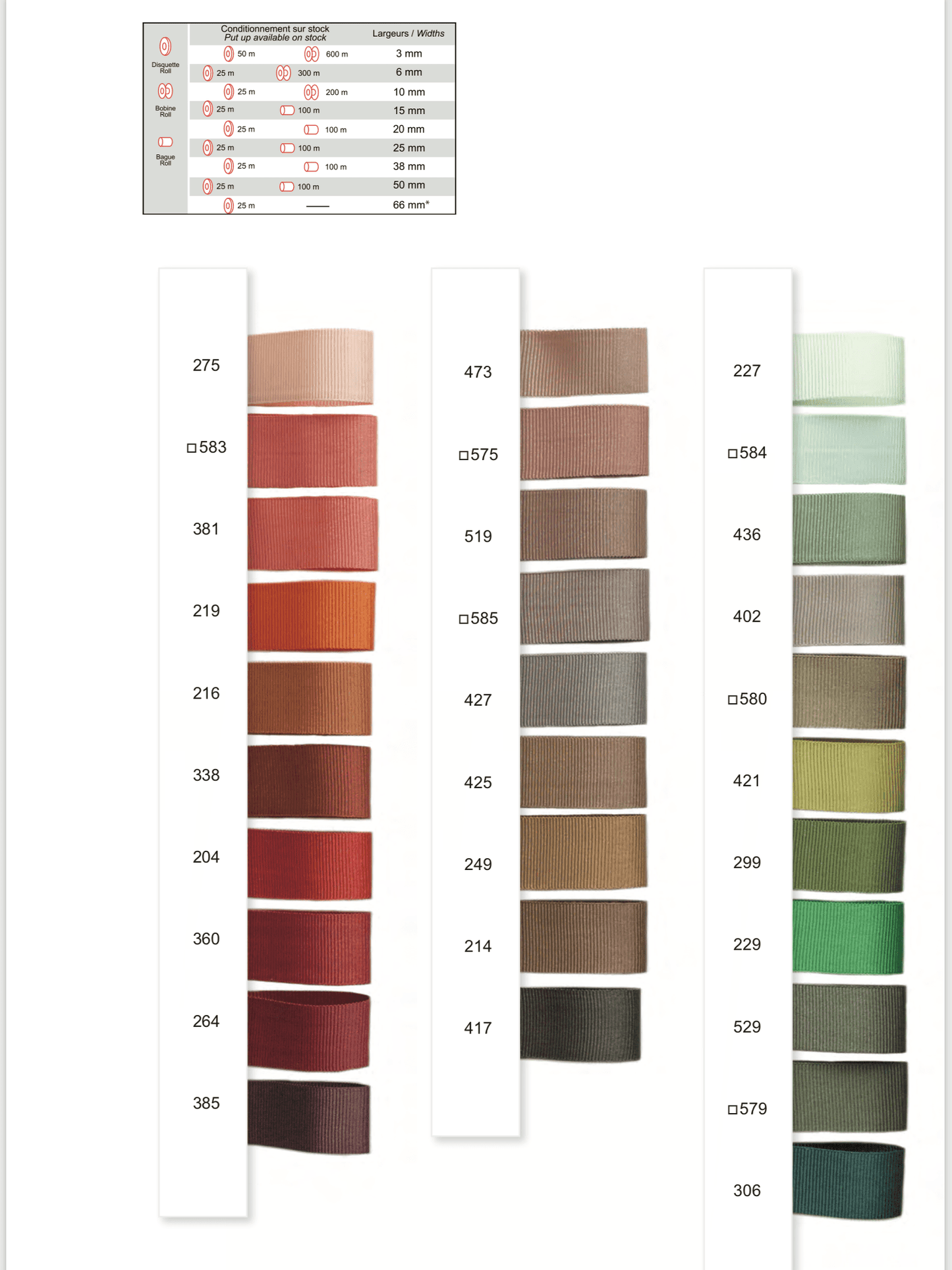 Silky Gros Grain, 3/50 mm, several colours