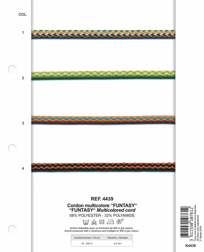 Multicoloured Cord 4mm, 4 variants