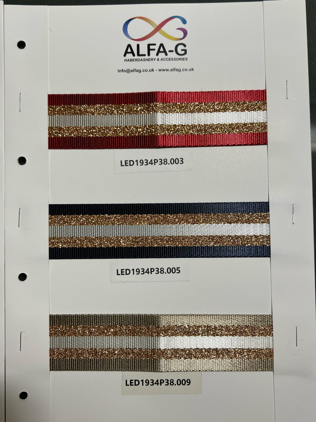 Led Webbing Lurex Striped Webbing, 38mm, 6 colours – ALFA-G Haberdashery