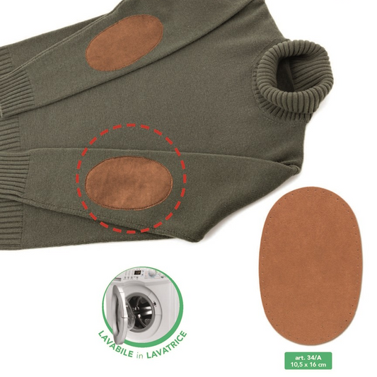 Suede-Look Iron-On Patches in Microfiber, 1 Pair, 10.5x16cm