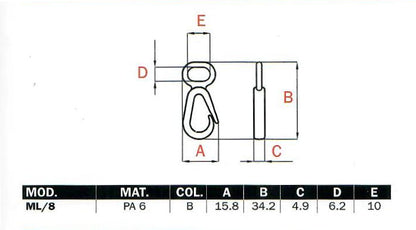 Plastic ML/8 Snaphook