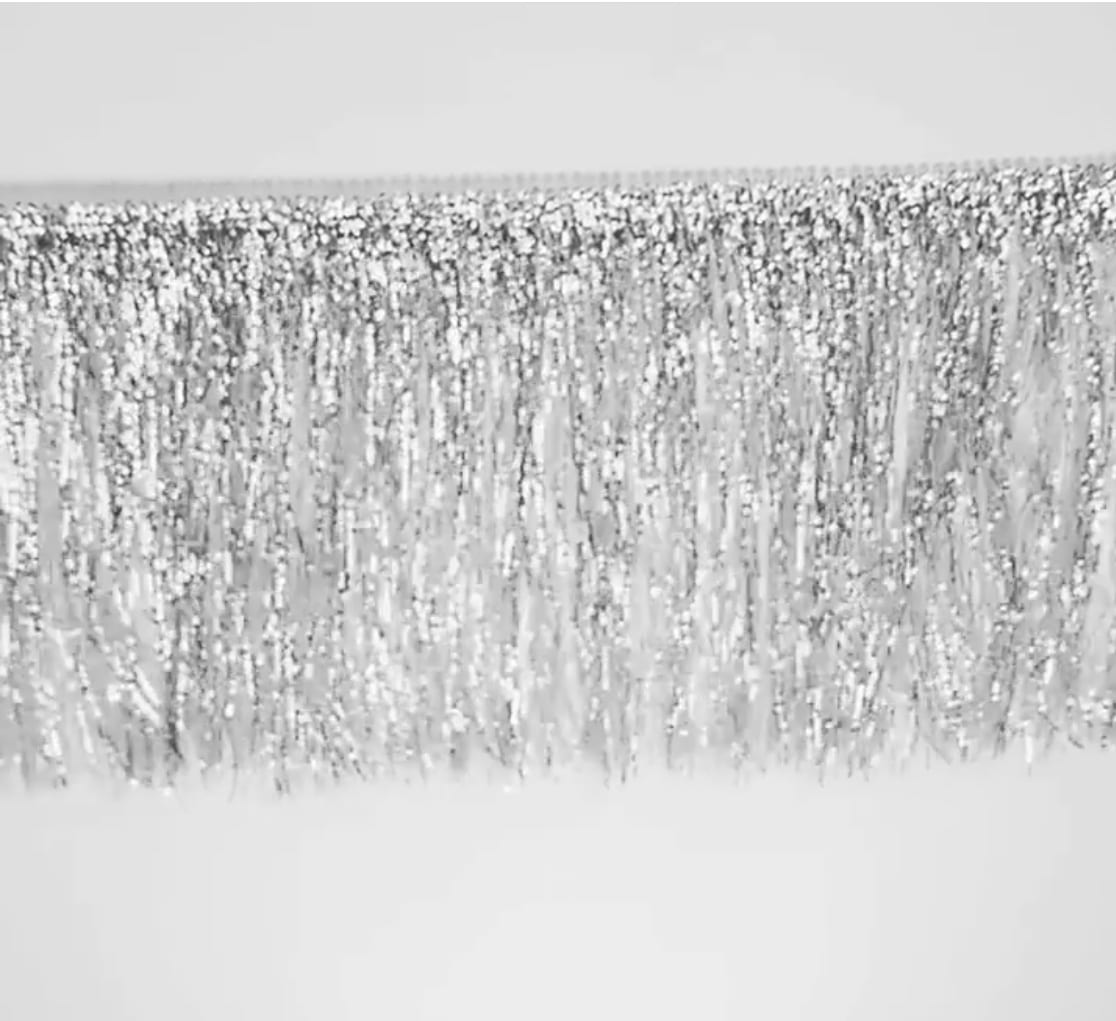 Metallic Silver Lurex Fringe