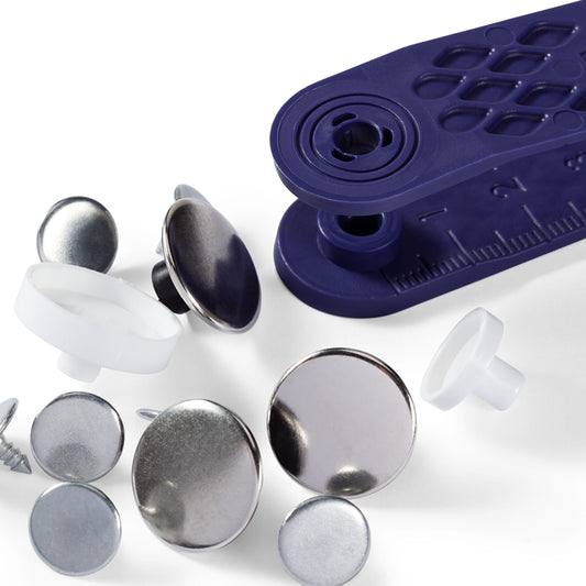 PRYM Non-Sew Smooth Jeans Buttons, 17mm, Silver