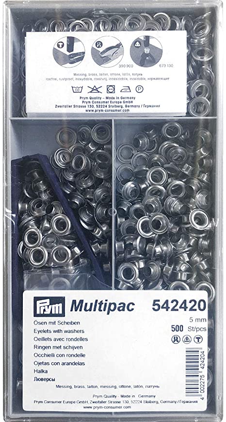 Prym Eyelets And Washers, 5.0mm, Silver-coloured, 500 Pieces