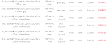 PRYM Single-Pointed Knitting Needles in Aluminium, 40 variations