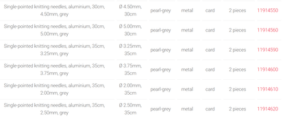 PRYM Single-Pointed Knitting Needles in Aluminium, 40 variations