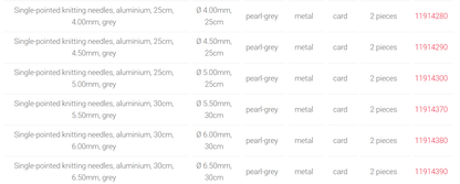PRYM Single-Pointed Knitting Needles in Aluminium, 40 variations