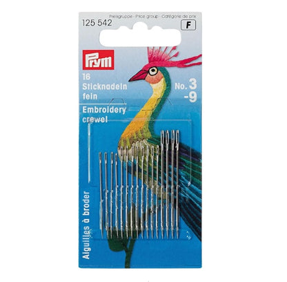 PRYM Embroidery Crewel Needles, No.3-9/No.5-10