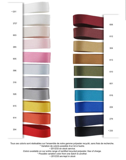 Recycled Polyester Double Faced Satin, 6/25mm, Black/White