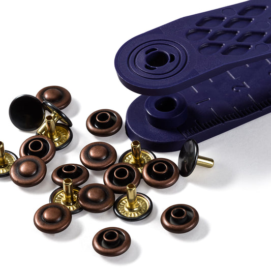 PRYM Rivets, 9mm, Old Copper/Black Oxydized