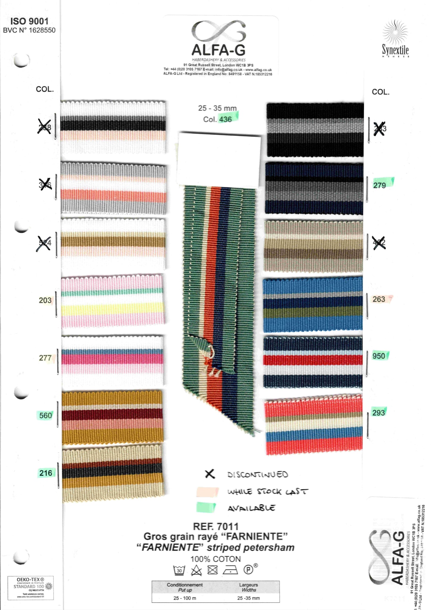 "Farniente" Striped Grosgrain, 7 variants