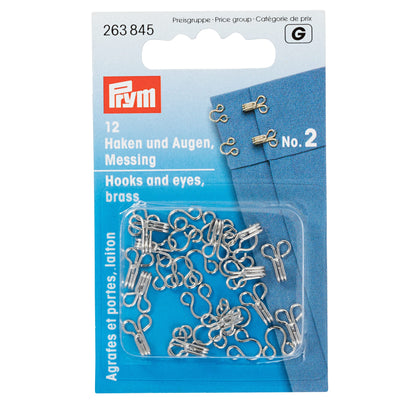 PRYM Dress Hooks and Eyes Fasteners, stainless brass, 2 colours
