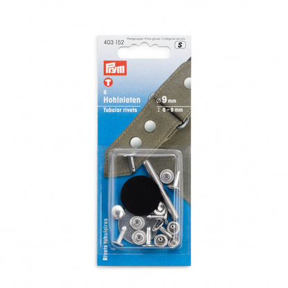 Prym Hollow Rivets, 6-9mm, Silver-coloured, 8 Items