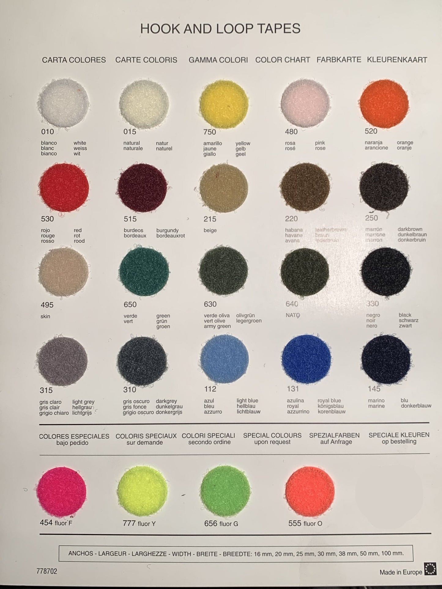 Sew On Velcro® Hook Tape, 20/100mm, 24 colours