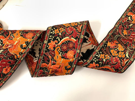 Vintage Embroidered Indian Design Jacquard Trim