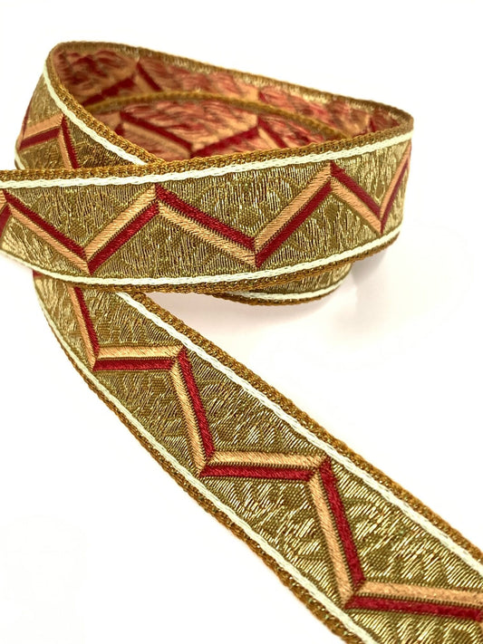 Vintage Embroidered Jacquard Geometric Trim