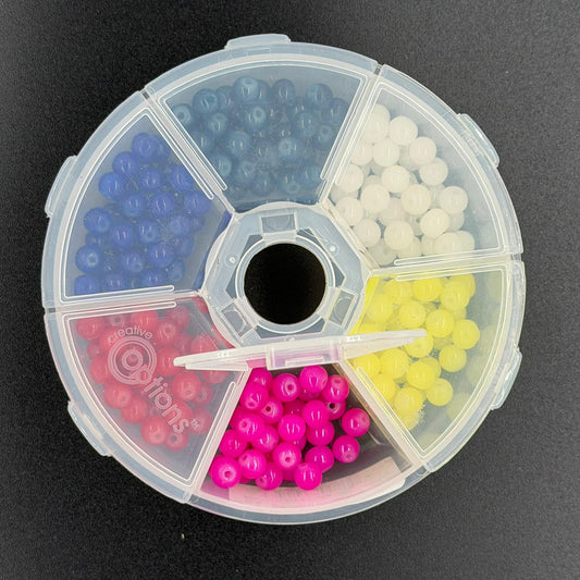 Assorted Rounded Glass Beads, 6mm