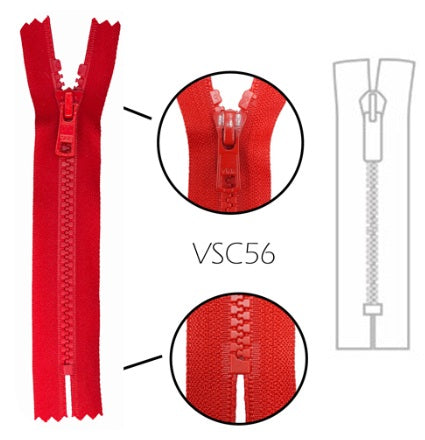 YKK Closed Ended Plastic Vislon Zipper No.5, 12cm, 18 colours