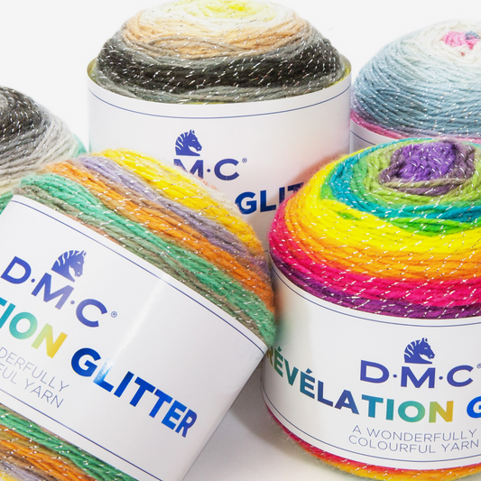DMC Révélation Glitter, Colourful Yarn Cakes, 8 colours
